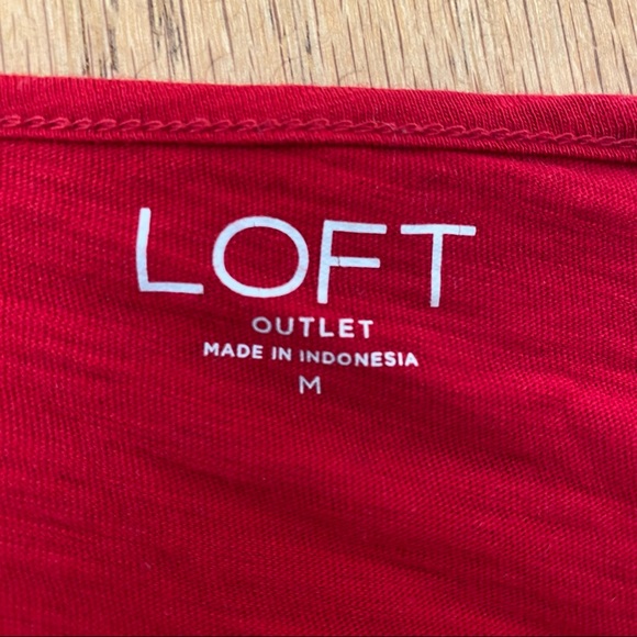 LOFT • Red Lace Front Long-Sleeve Top - Size M - Picture 6 of 13